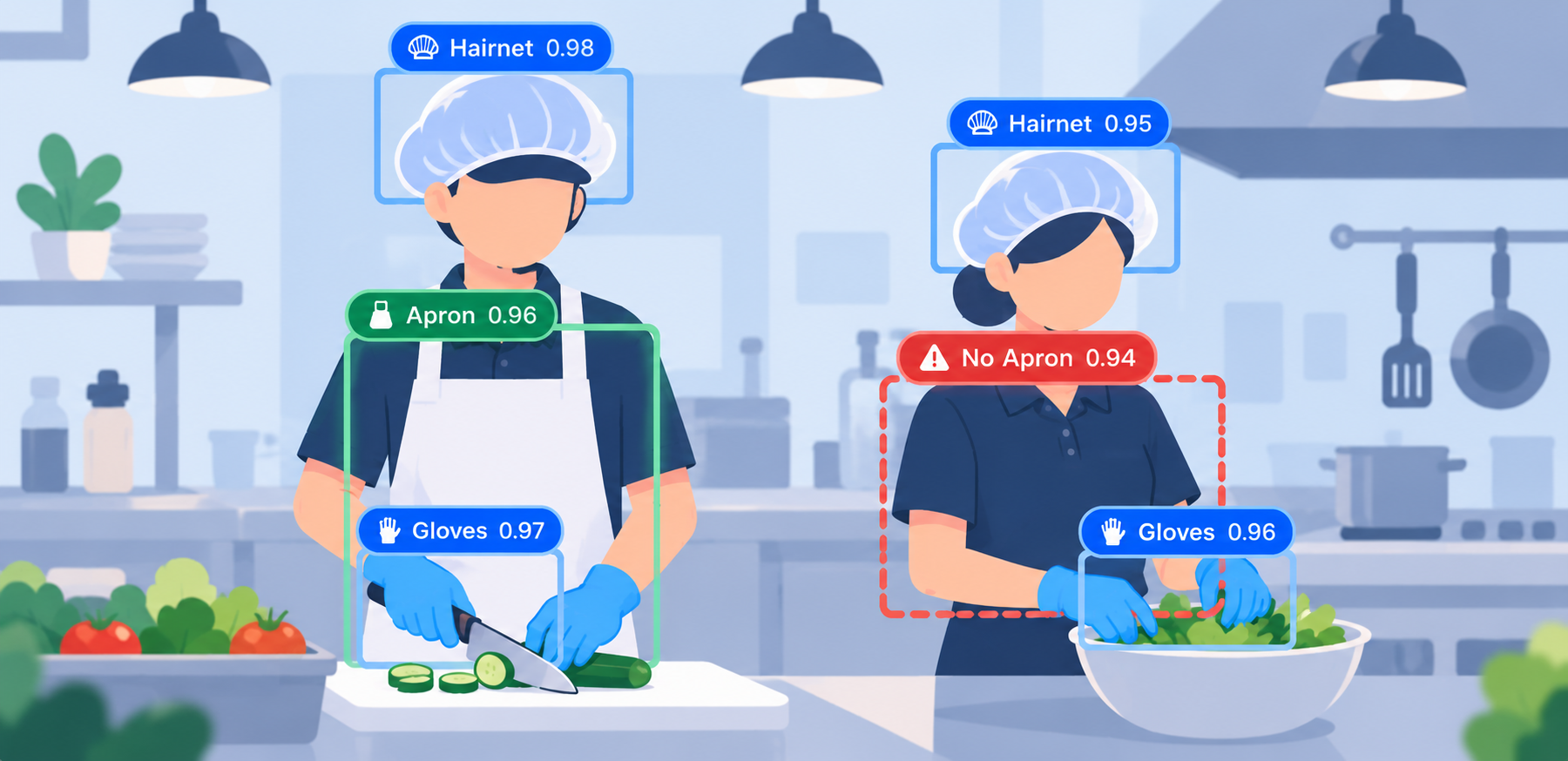 PPE compliance monitoring — Food & Hospitality illustrative preview